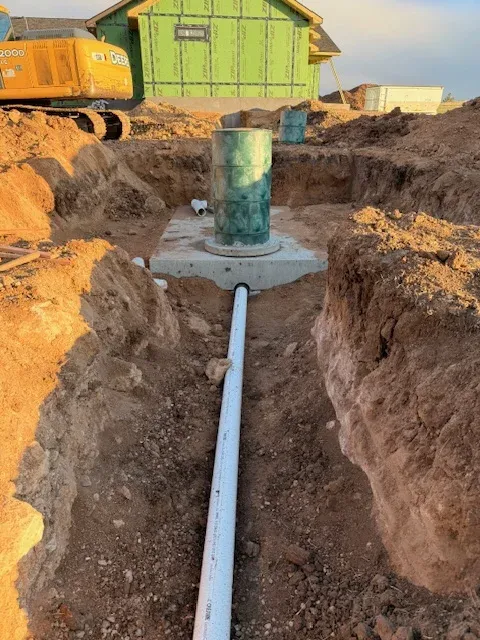 Septic system pipe installation for new construction, Laramie County WY